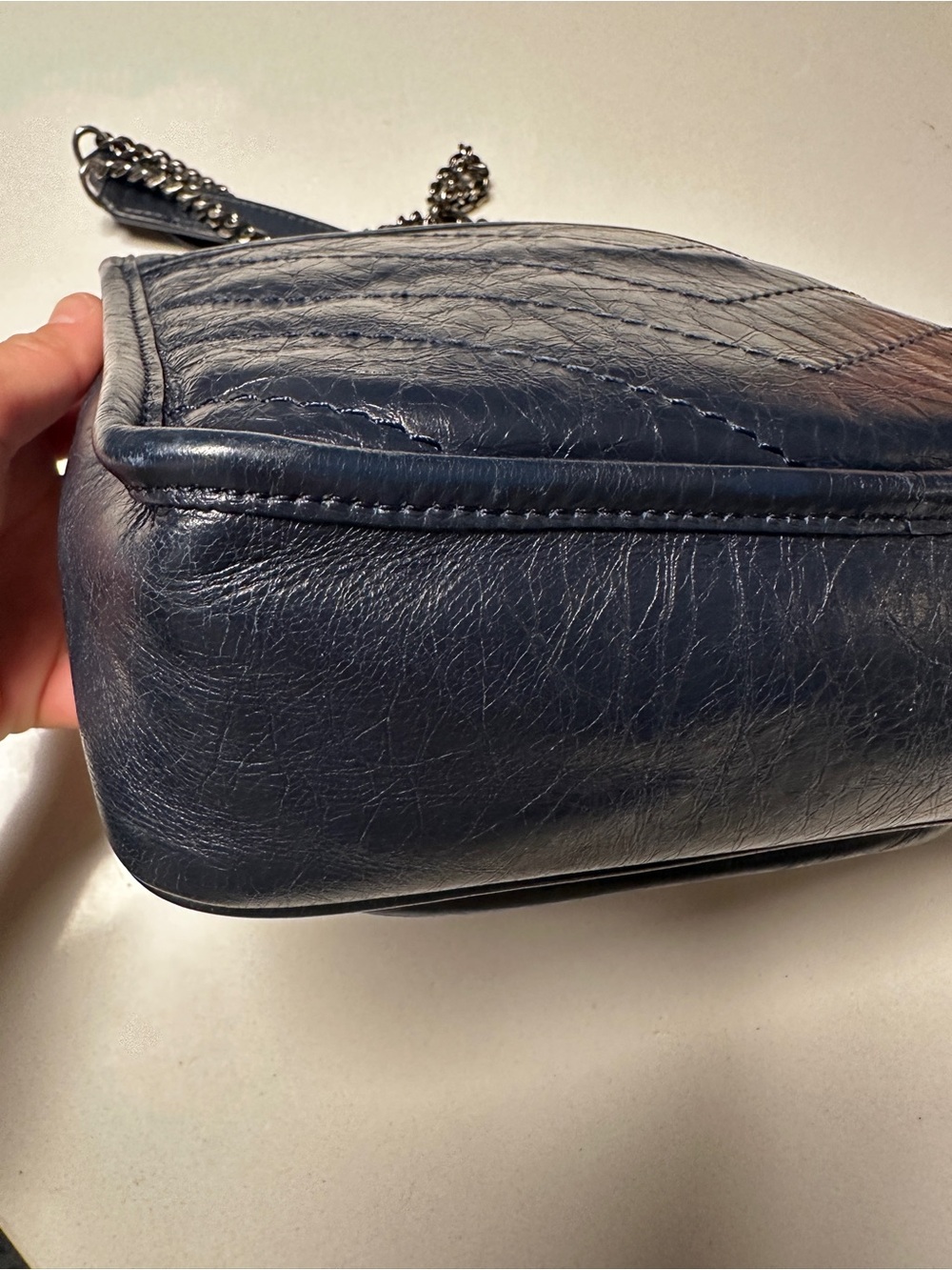 Saint Laurent Niki Baby Bag in Navy Blue Leather - Picture 10 of 16